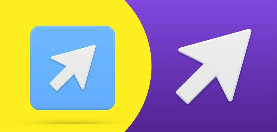 Pointer cursor arrow click simple 3d icon button set vector choose directio.. Stock Illustration