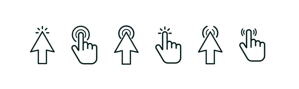 Pointer cursor computer mouse icon icon. Click, cursor or pointer on a isolat Stock Illustration