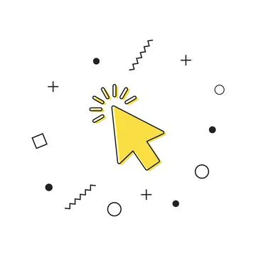 Pointer cursor computer mouse icon vector. Yellow click cursor symbol icon with Stock Illustration