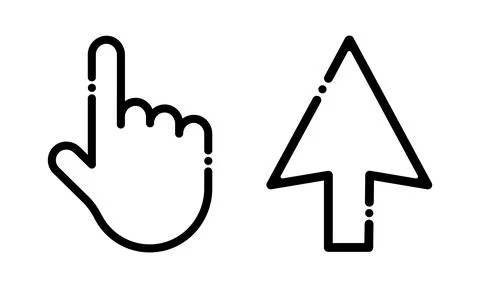 Pointer cursor computer mouse icon. Clicking cursor, pointing hand clicks icons Stock Illustration