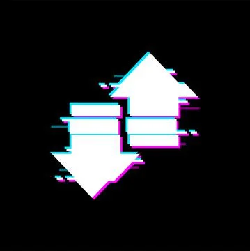 Pointer cursor up down arrow with glitched effect Stock Illustration