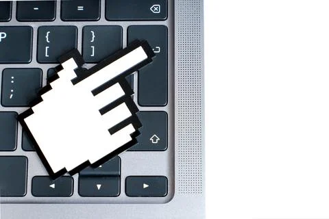 Pointer Cursor Shape Clicks Enter Key on a Laptop Stock Photos
