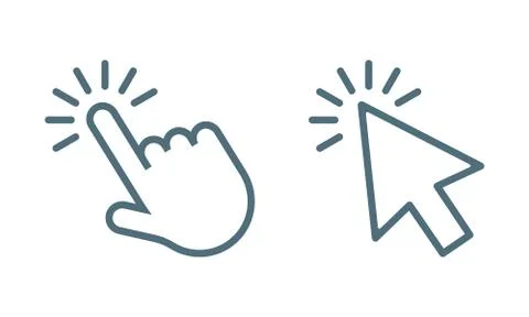 Pointer cursor сomputer mouse icon. Clicking cursor, pointing hand clicks icons Stock Illustration