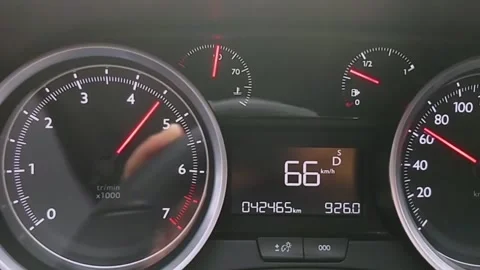 The pointer on the dashboard when the car is accelerating wildly Stock Footage 157100080