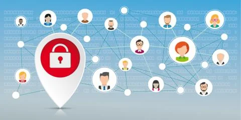 Pointer Dlock Social Network Data Illustrazione stock