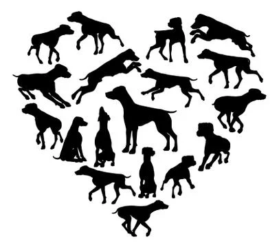Pointer Dog Heart Silhouette Concept Stock Illustration