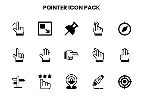 Pointer DuoTone Set Icons Pack Stock Illustration