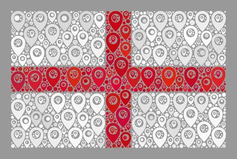 Pointer England Flag - Mosaic of Route Marks Stock Illustration