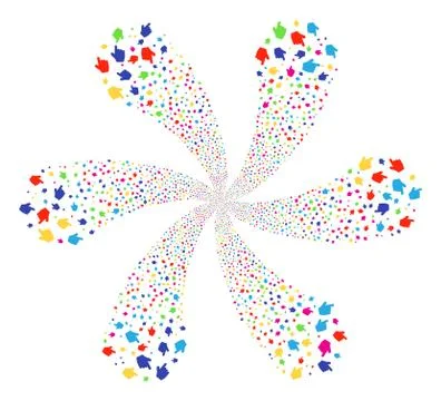 Pointer Finger Curl Flower with six petals Stock Illustration