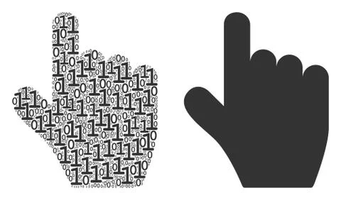 Pointer Finger Mosaic of Binary Digits 스톡 일러스트