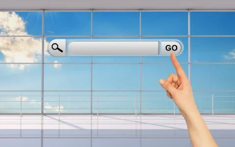 Pointer finger with search field Stockfoto's