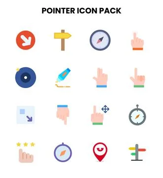 Pointer Flat Bundle Icons Pack Stock Illustration