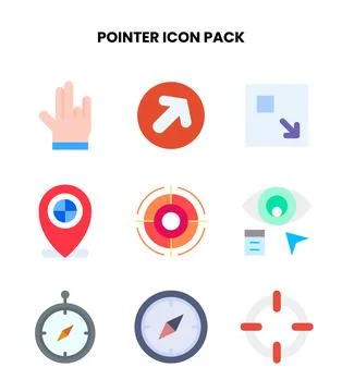 Pointer Flat Set Icons Pack Stock Illustration