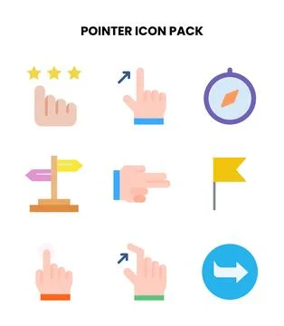 Pointer Flat Set Icons Pack 스톡 일러스트
