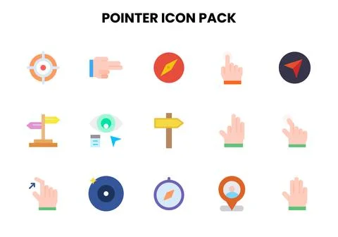 Pointer Flat Set Icons Pack Stock Illustration