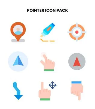Pointer Flat Vector Icons Pack Illustrazione stock