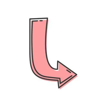 Pointer forward sign, arrow this way doodle button Stock Illustration