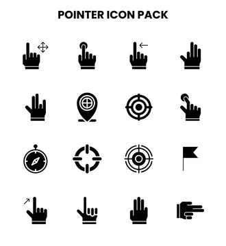 Pointer Glyph Collection Icons Pack Illustrazione stock