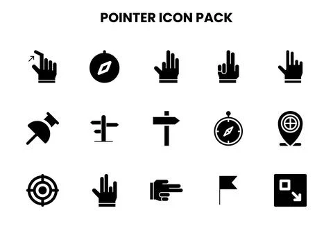 Pointer Glyph Graphics Icons Pack Illustrazione stock