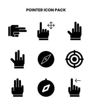 Pointer Glyph Set Icons Pack Stock Illustration