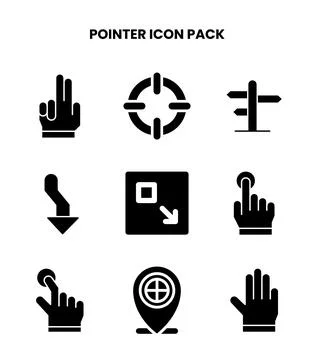 Pointer Glyph Vector Icons Pack Illustrazione stock