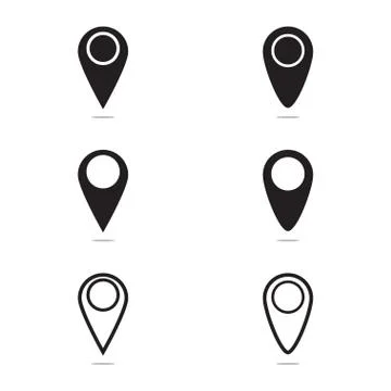 Pointer gps map and navigation with black color icon set. Stock Illustration