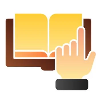 Pointer hand and book flat icon. Digital book color icons in trendy flat style Stock Illustration
