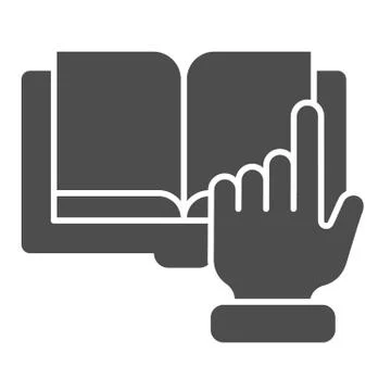 Pointer hand and book solid icon. Digital book vector illustration isolated on イラスト素材