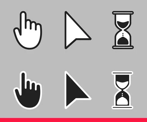 Pointer hand, arrow and hourglass loading clock mouse cursors icon sign 스톡 일러스트