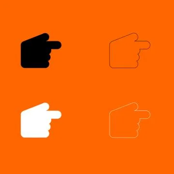 Pointer hand  black and white set icon . Stock Illustration