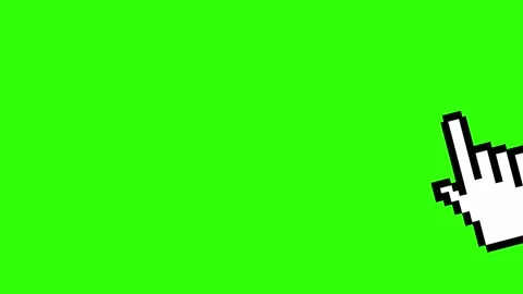 Pointer hand cursor clicking, mouse click symbol with white spark on green Stock Footage 293144977