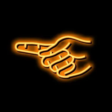 Pointer hand gesture neon glow icon illustration Stock Illustration