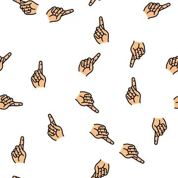 Pointer hand gesture vector seamless pattern Stock Illustration
