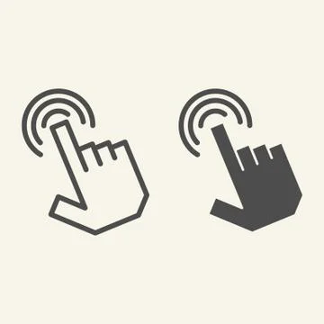 Pointer hand line and glyph icon. Hand cursor vector illustration isolated on Illustrazione stock