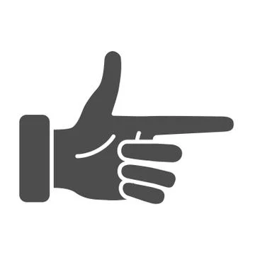 Pointer hand solid icon, hand gestures concept, Attention hand gesture sign on Stock Illustration