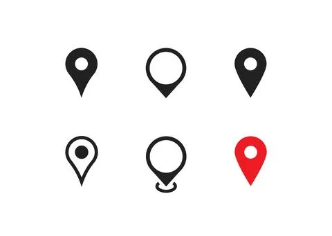 Pointer icon set. Map pin symbol. Gps location marker sign. Travel arrow co.. Stock Illustration