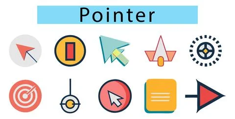 Pointer icon set, Pointer icon click, Pointing cursor vector illustration 스톡 일러스트