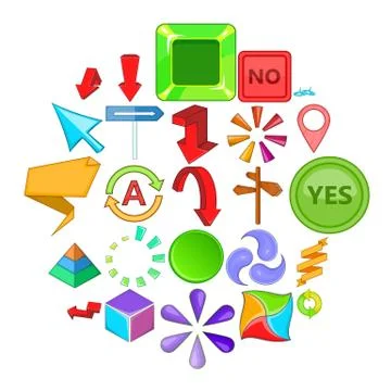 Pointer icons set, cartoon style Stock Illustration