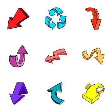 Pointer icons set, cartoon style Stock Illustration