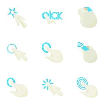 Pointer icons set, cartoon style Stock Illustration