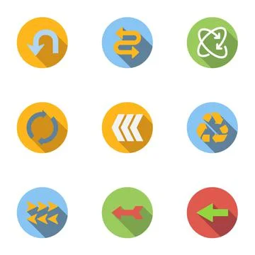 Pointer icons set, flat style Stock Illustration