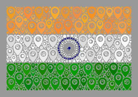 Pointer India Flag - Collage of Map Pointers Stock Illustration