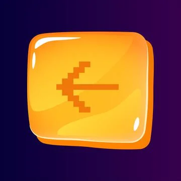 Pointer to left side glossy ui button with pixelated icon Stock Illustration