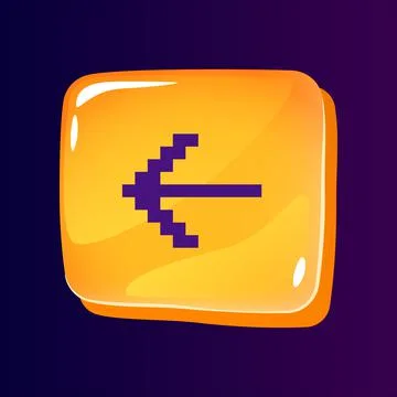 Pointer to left side glossy ui button with pixelated color icon Stock Illustration