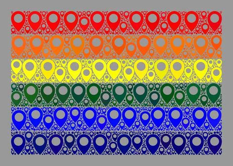 Pointer LGBT Flag - Collage with Map Pointers Illustrazione stock