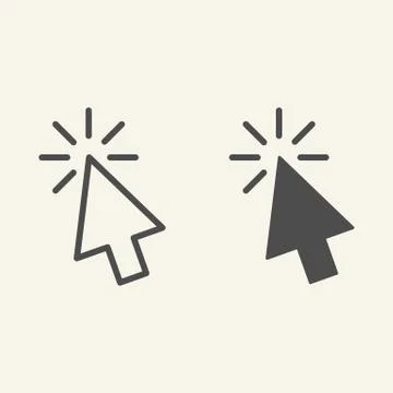 Pointer line and glyph icon. Mouse cursor vector illustration isolated on white Stock Illustration
