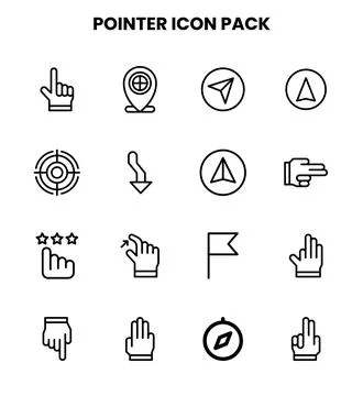 Pointer Line Collection Icons Pack Ilustração Stock