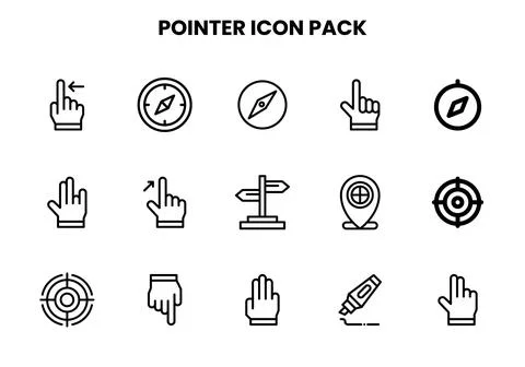 Pointer Line Collection Icons Pack Stock Illustration