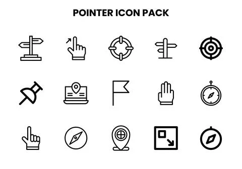Pointer Line Design Icons Pack 库存插图