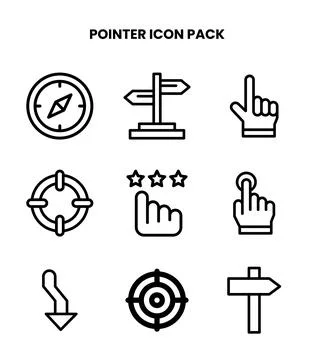 Pointer Line Icons Pack Stock Illustration
